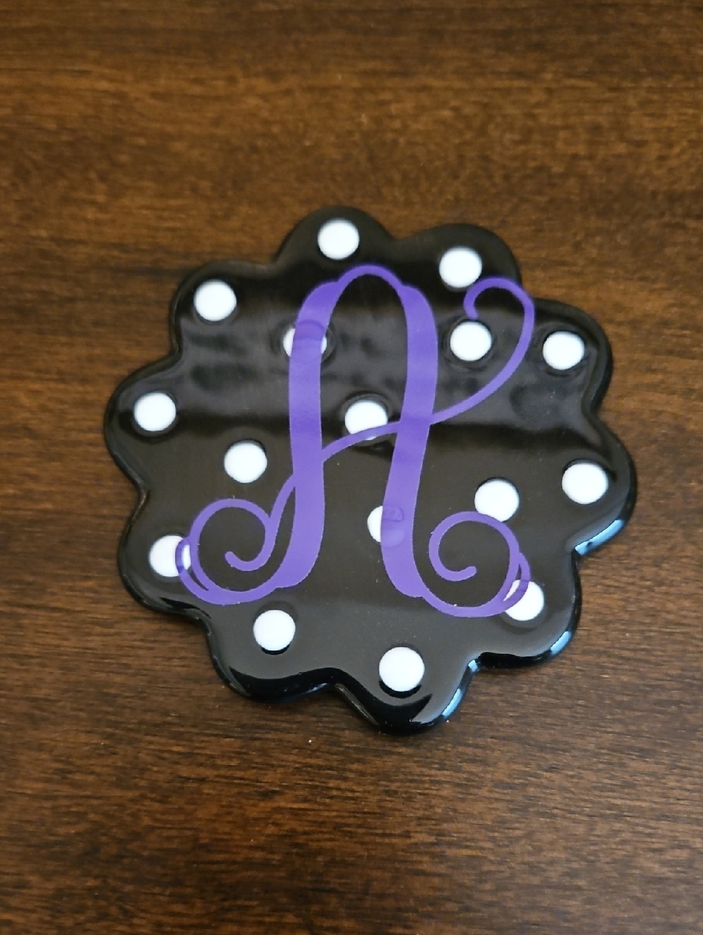Monogram 'A' Black Polka Dot Coton Colors Mini Attachment